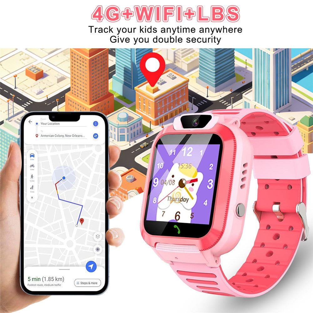 DH11 4G Kids Smart Watch with HD Video Call SOS Alert LBS + WiFi Tracker 1.44 Inch Touchscreen Phone Watch for Boys Girls