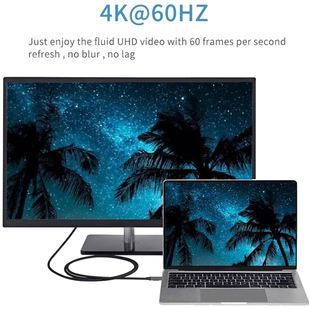 1.8m Type-C to Mini DP Compatible with Thunderbolt 3 Cord Mini Displayport 4K / 60Hz HD Video Cable for TV Monitor Projector