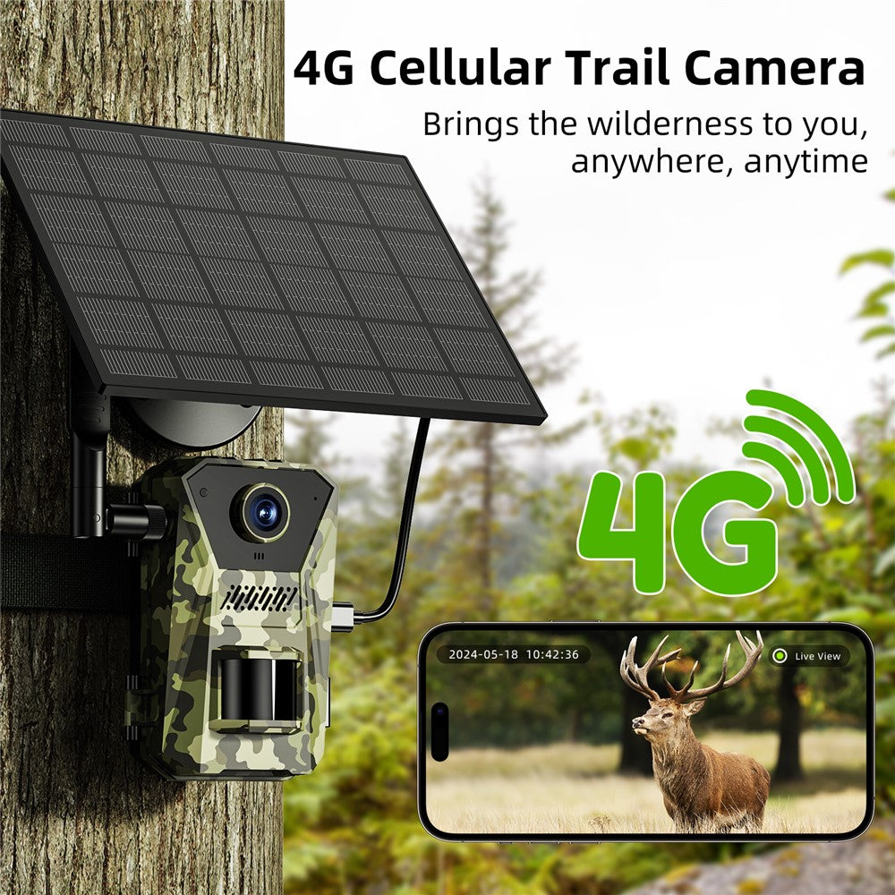 F8 Solar 4G Trail Camera Waterproof PIR Night Vision HD Outdoor Hunting Camera