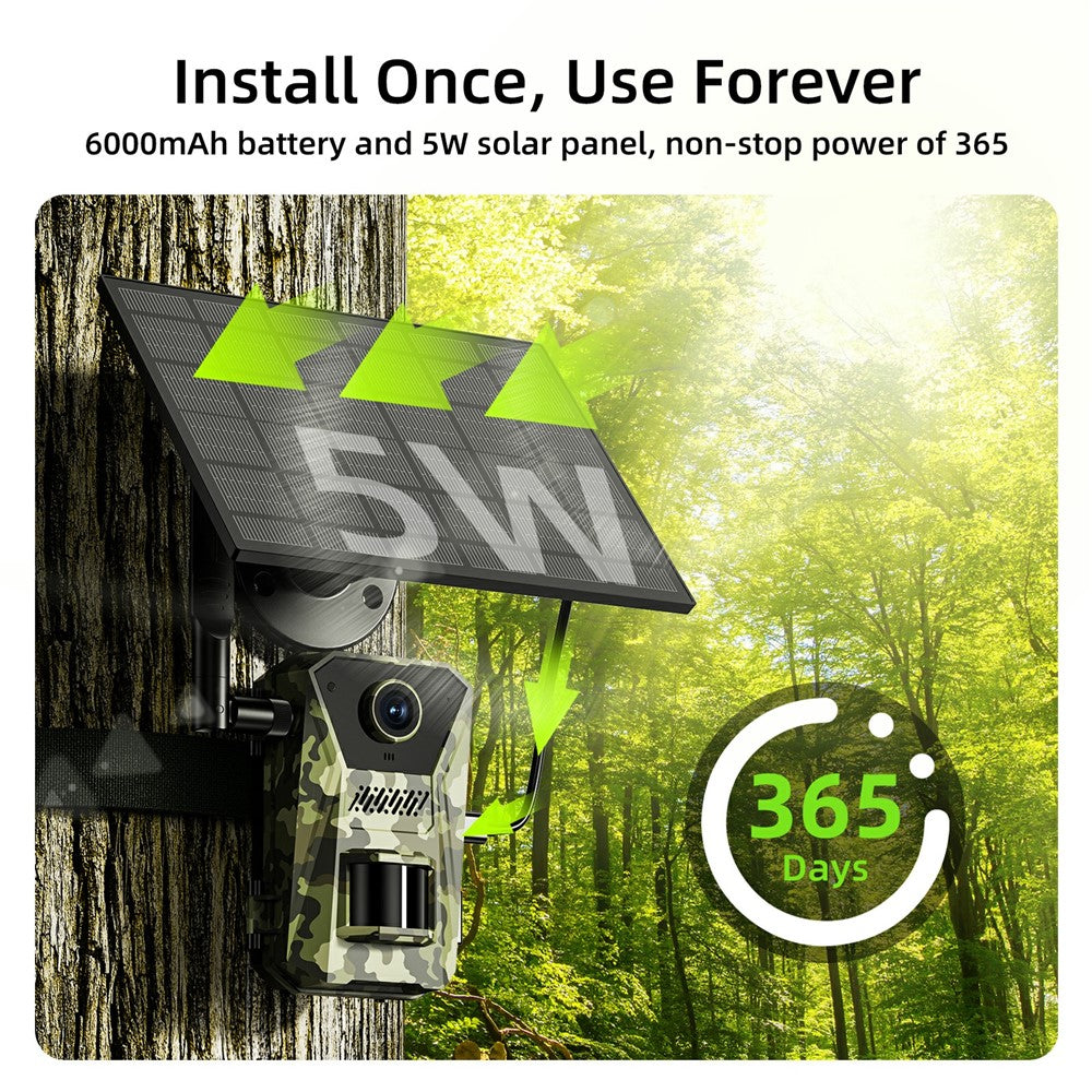 F8 Solar 4G Trail Camera Waterproof PIR Night Vision HD Outdoor Hunting Camera