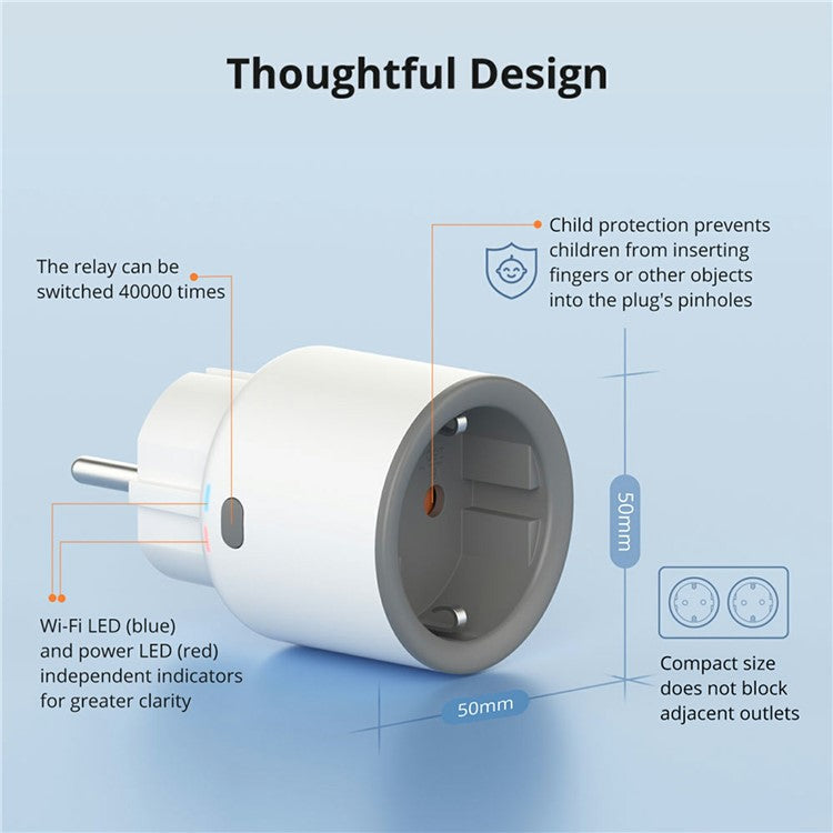 SONOFF S60TPF iPlug WiFi Smart Plug Hushållsapparater Kontrollkontakt, Typ E/F