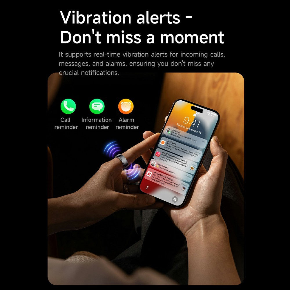 SY15 Smart Ring Health Monitor with Charging Case Vibration Alerts IP68 Waterproof Heart Rate Blood Oxygen Sleep Tracking Finger Ring