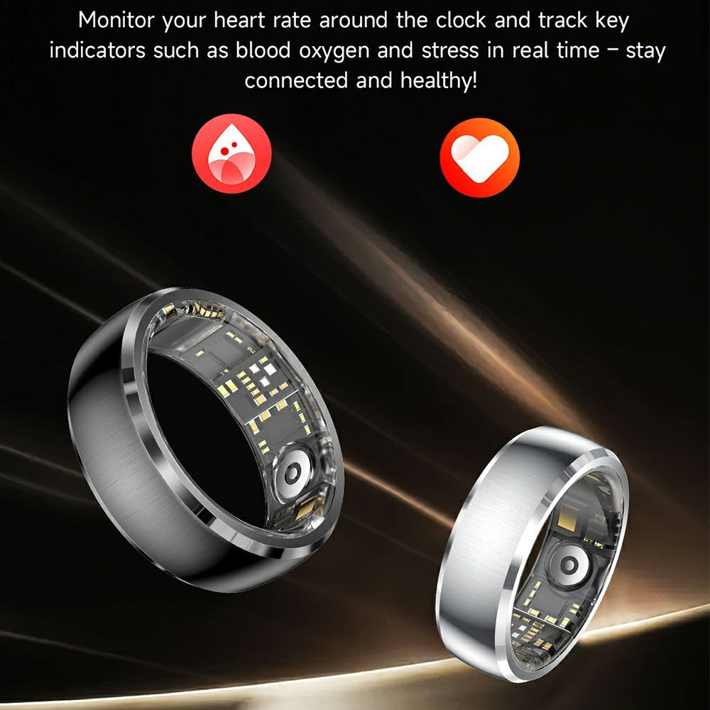 SY15 Smart Ring Health Monitor with Charging Case Vibration Alerts IP68 Waterproof Heart Rate Blood Oxygen Sleep Tracking Finger Ring