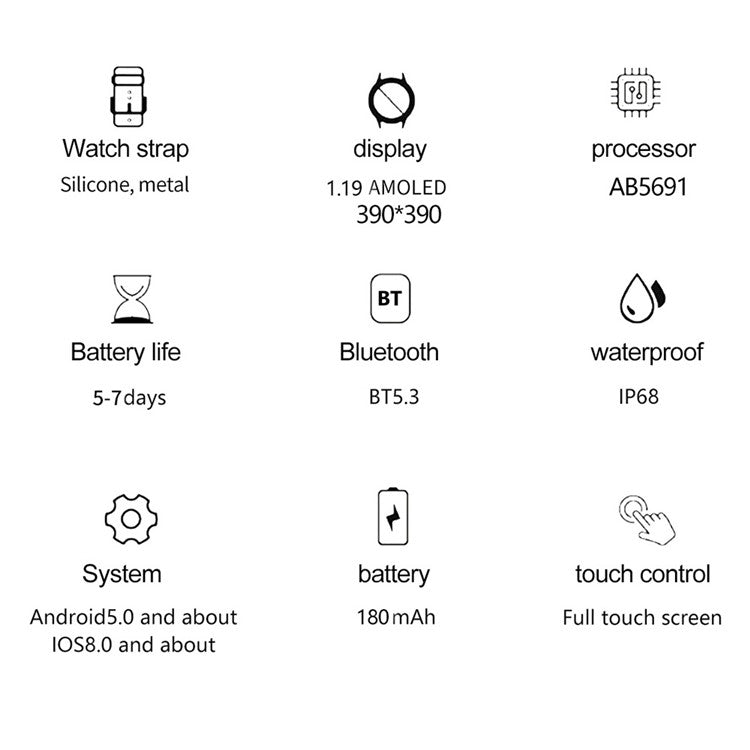 HK88 1,19-tums pulsmätare NFC Smart Watch Menstruationscykelmätare för kvinnor, silikonrem
