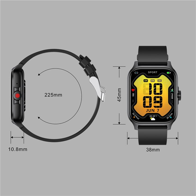 MX09 Smart Watch Bluetooth-kompatibel Calling Heart Rate Monitor 1,85 tums HD-skärm Fitness Tracker Watch