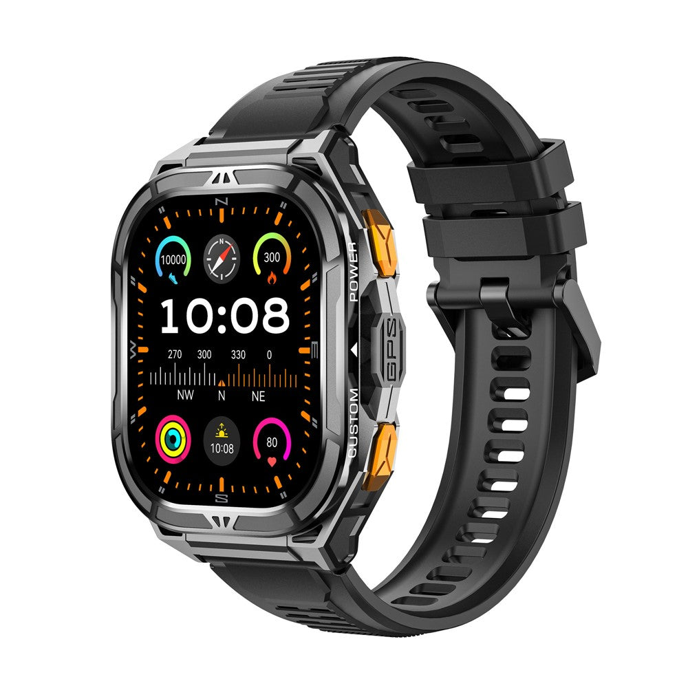 X5 GPS-sportklocka 1,96 tums AMOLED-skärm pulsmätare 5 ATM vattentät smartklocka