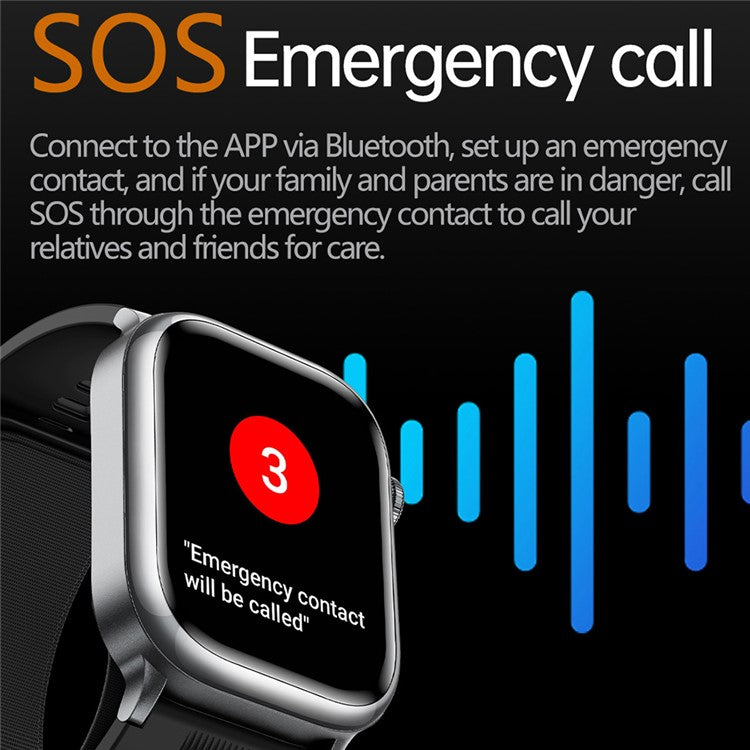 TK66 Smart Watch Blodtrycks-EKG-hälsomonitor Bluetooth-kompatibel samtal SOS Emergency Alert Watch