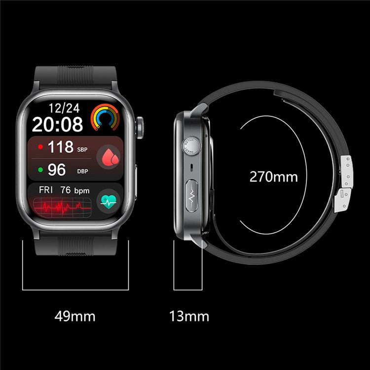 TK66 Smart Watch Blodtrycks-EKG-hälsomonitor Bluetooth-kompatibel samtal SOS Emergency Alert Watch