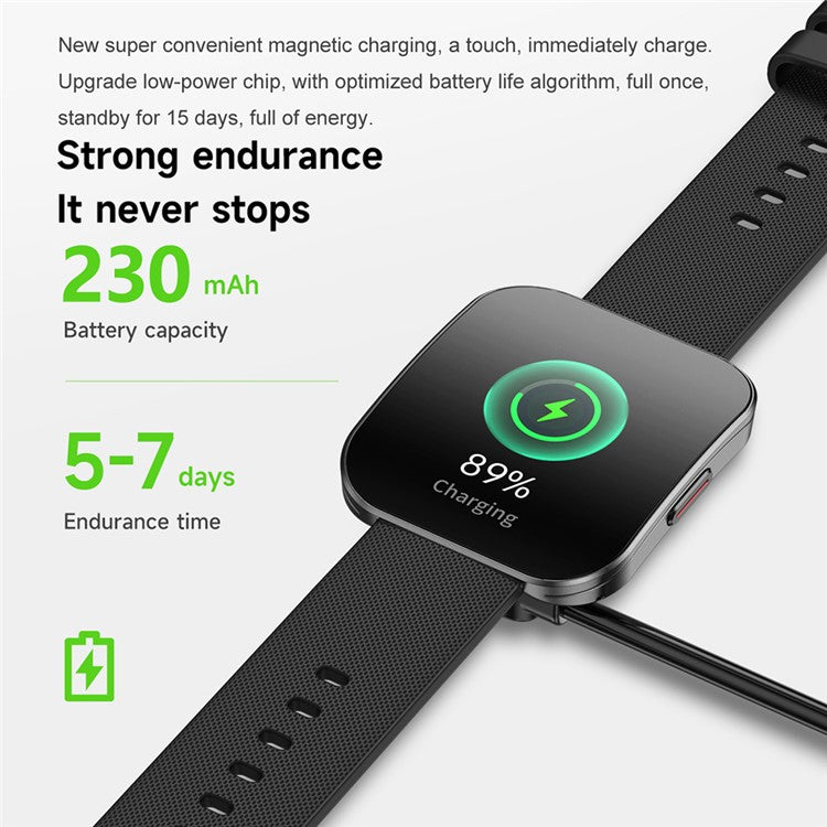 U17 1,85-tums AMOLED-böjd skärm Smart Watch Bluetooth-kompatibel Calling Fitness Tracker