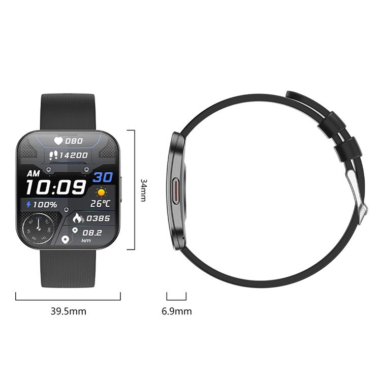 U17 1,85-tums AMOLED-böjd skärm Smart Watch Bluetooth-kompatibel Calling Fitness Tracker
