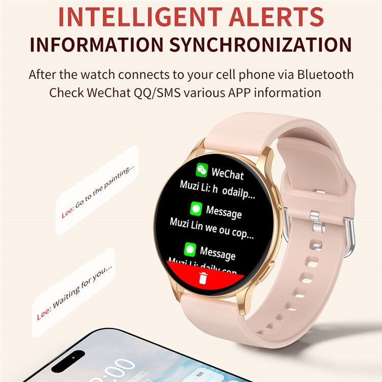 CY29 Dam Smartwatch 1,32 tum AMOLED rund skärm Bluetooth-kompatibel klocka med ringande pulsmätare