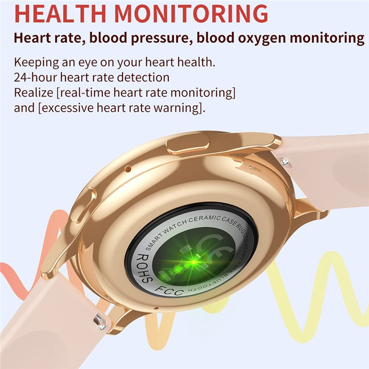 CY29 Dam Smartwatch 1,32 tum AMOLED rund skärm Bluetooth-kompatibel klocka med ringande pulsmätare