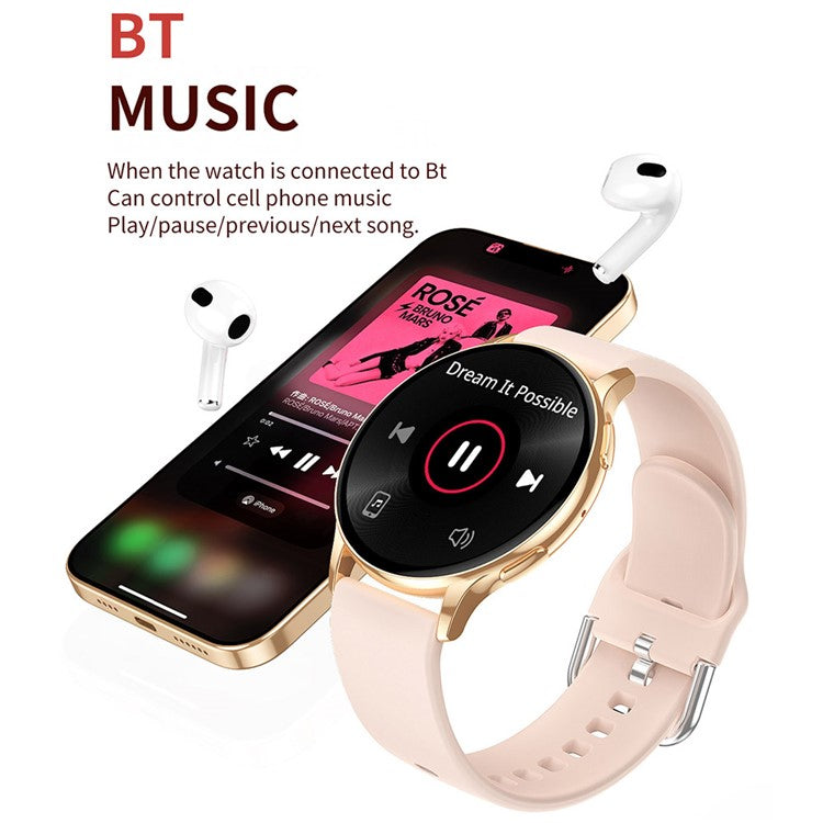 CY29 Dam Smartwatch 1,32 tum AMOLED rund skärm Bluetooth-kompatibel klocka med ringande pulsmätare