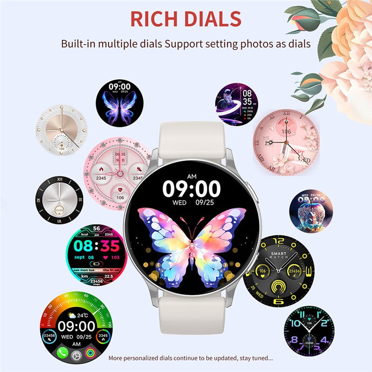 CY29 Dam Smartwatch 1,32 tum AMOLED rund skärm Bluetooth-kompatibel klocka med ringande pulsmätare