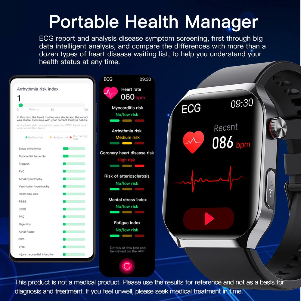 F700 Smart Watch SOS ECG Health Monitor Sleep Fitness Tracker Wristwatch for iOS Android