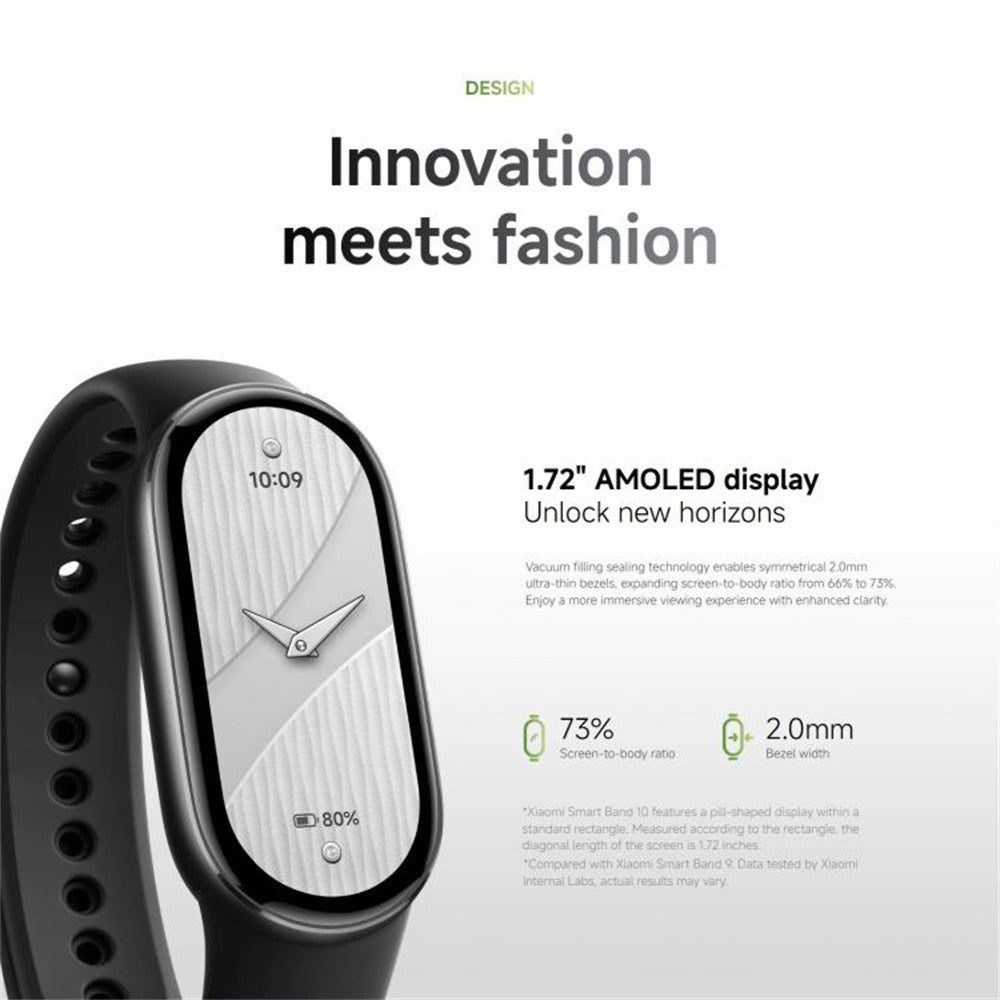 XIAOMI Smart Band 10 1.72 Inch AMOLED Screen Fitness Tracker 5ATM Waterproof Heart Rate Monitor Bracelet (M2457B1) (Chinese Version)