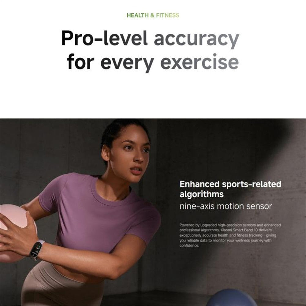 XIAOMI Smart Band 10 1.72 Inch AMOLED Screen Fitness Tracker 5ATM Waterproof Heart Rate Monitor Bracelet (M2457B1) (Chinese Version)