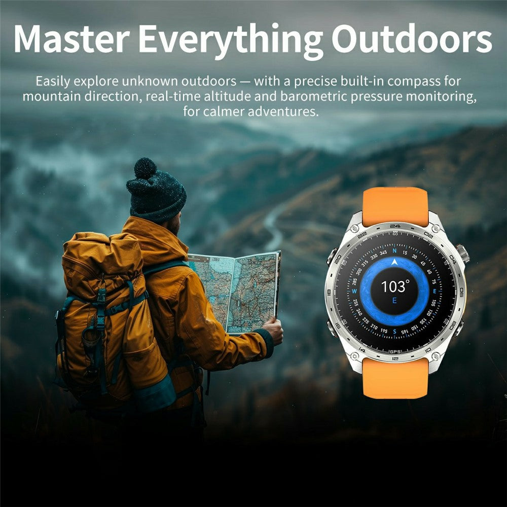 HD300pro 1.43 Inch AMOLED Screen Smart Sports Watch Fitness Tracker with 5 Satellite Positioning Offline Map Navigation