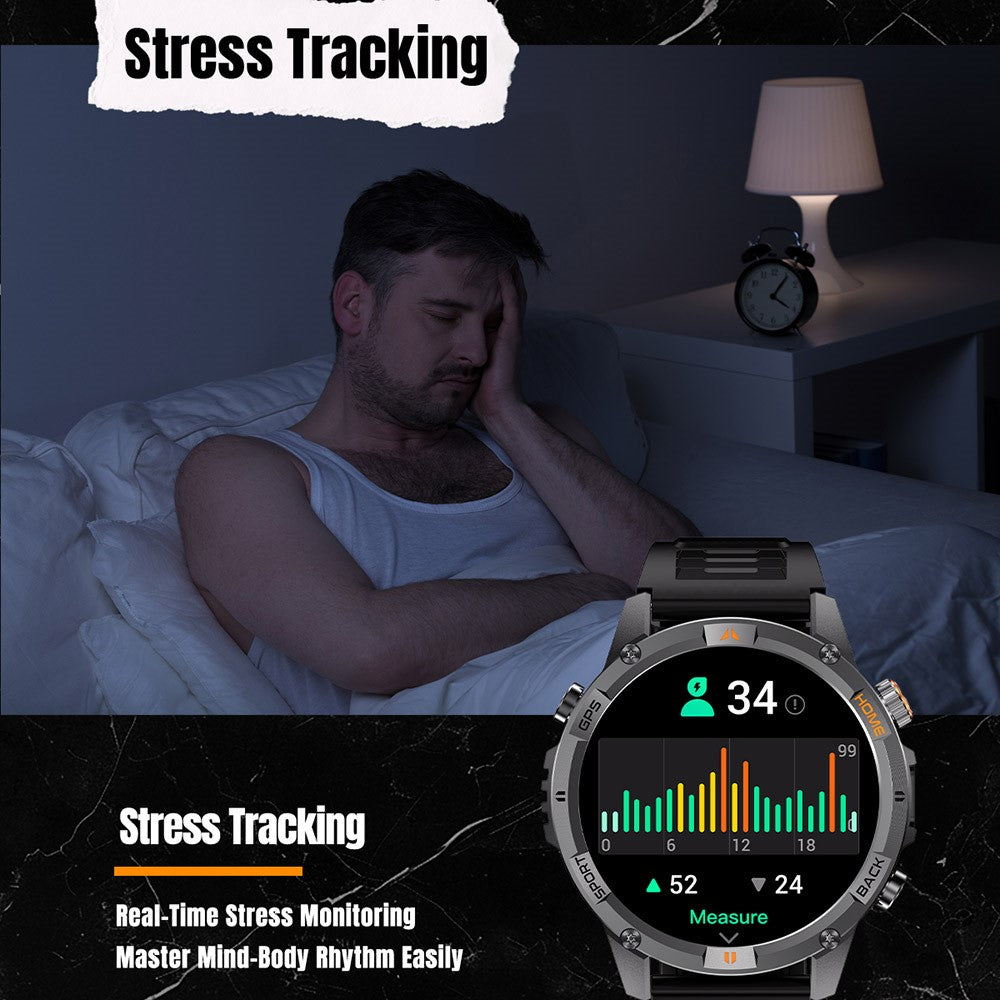 YK15 IP68 Waterproof 1.46 inch HD Screen IP68 Waterproof Smart Watch Bluetooth-Compatible Health Monitoring for Android iOS
