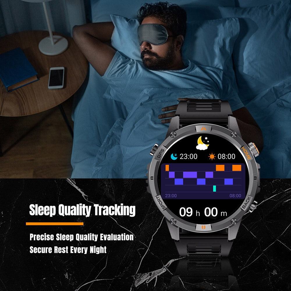 YK15 IP68 Waterproof 1.46 inch HD Screen IP68 Waterproof Smart Watch Bluetooth-Compatible Health Monitoring for Android iOS