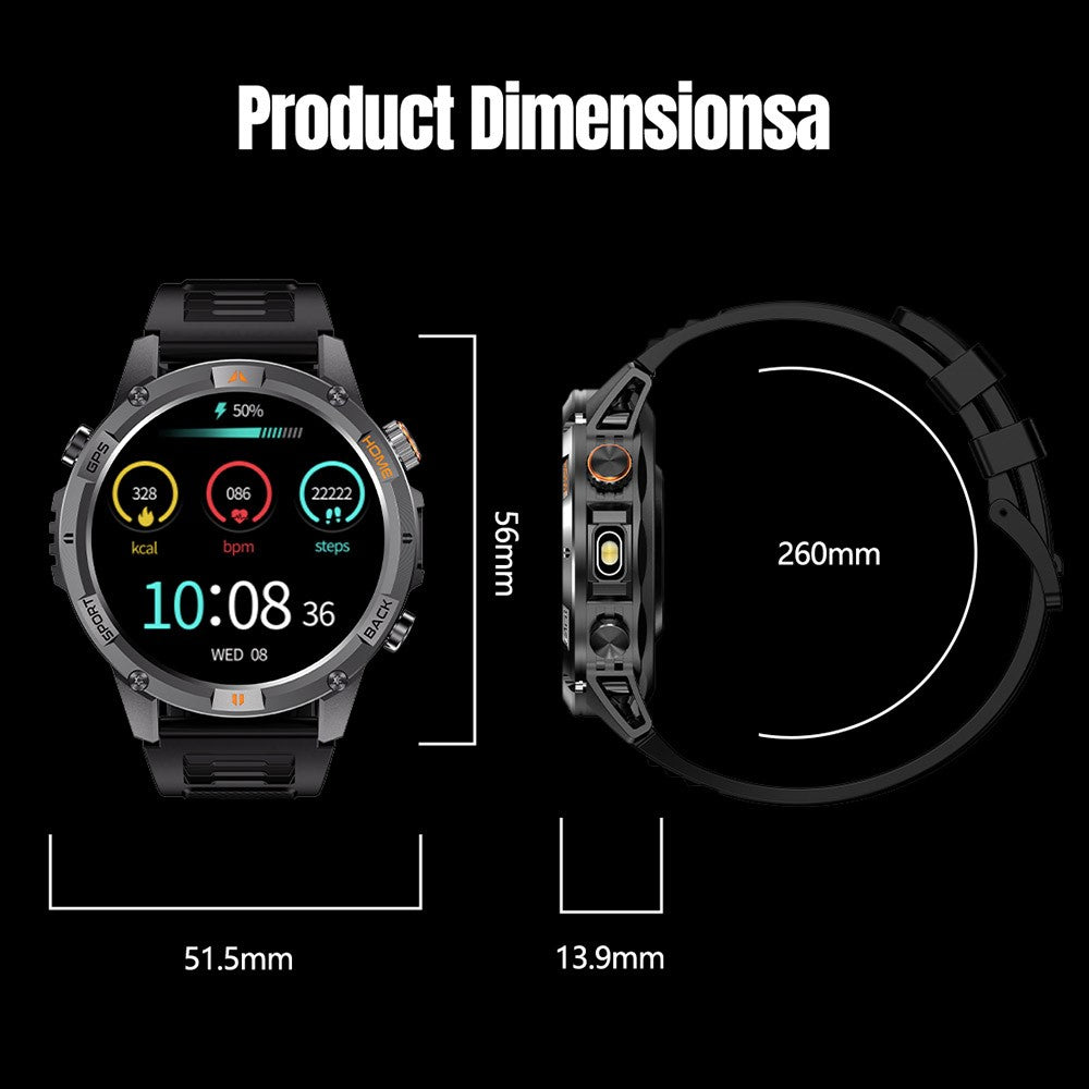 YK15 IP68 Waterproof 1.46 inch HD Screen IP68 Waterproof Smart Watch Bluetooth-Compatible Health Monitoring for Android iOS