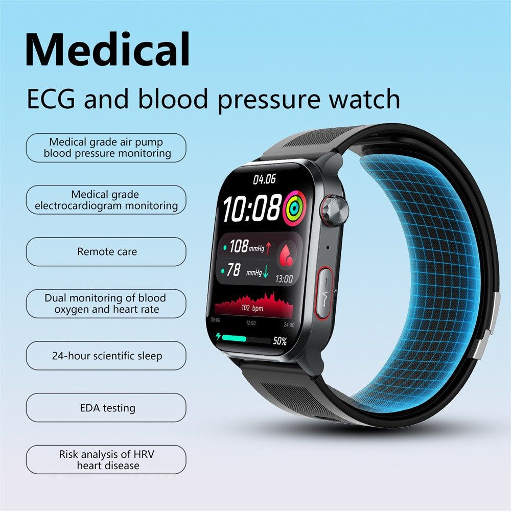 F530 Air Pump Blood Pressure Smart Watch ECG Monitor Watch Heart Rate Sleep Tracker with SOS Fall Alarm Micro Health Check