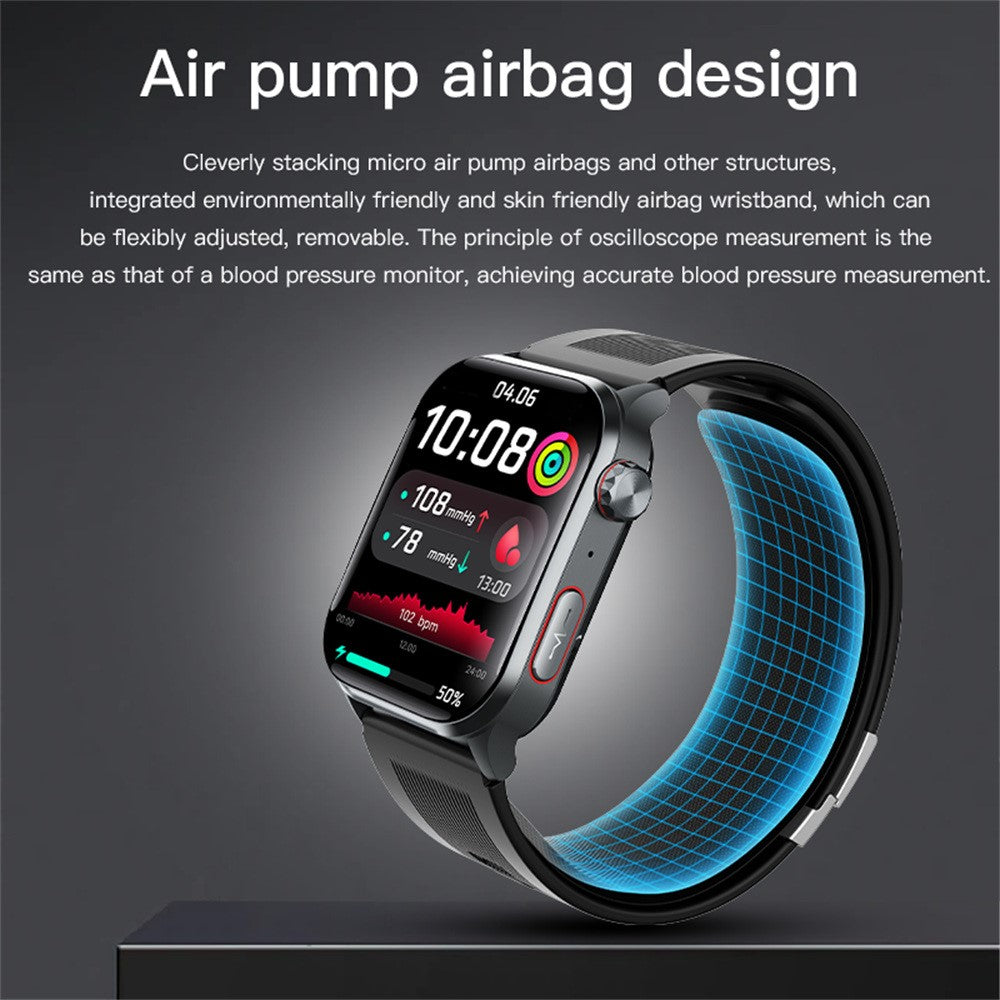 F530 Air Pump Blood Pressure Smart Watch ECG Monitor Watch Heart Rate Sleep Tracker with SOS Fall Alarm Micro Health Check