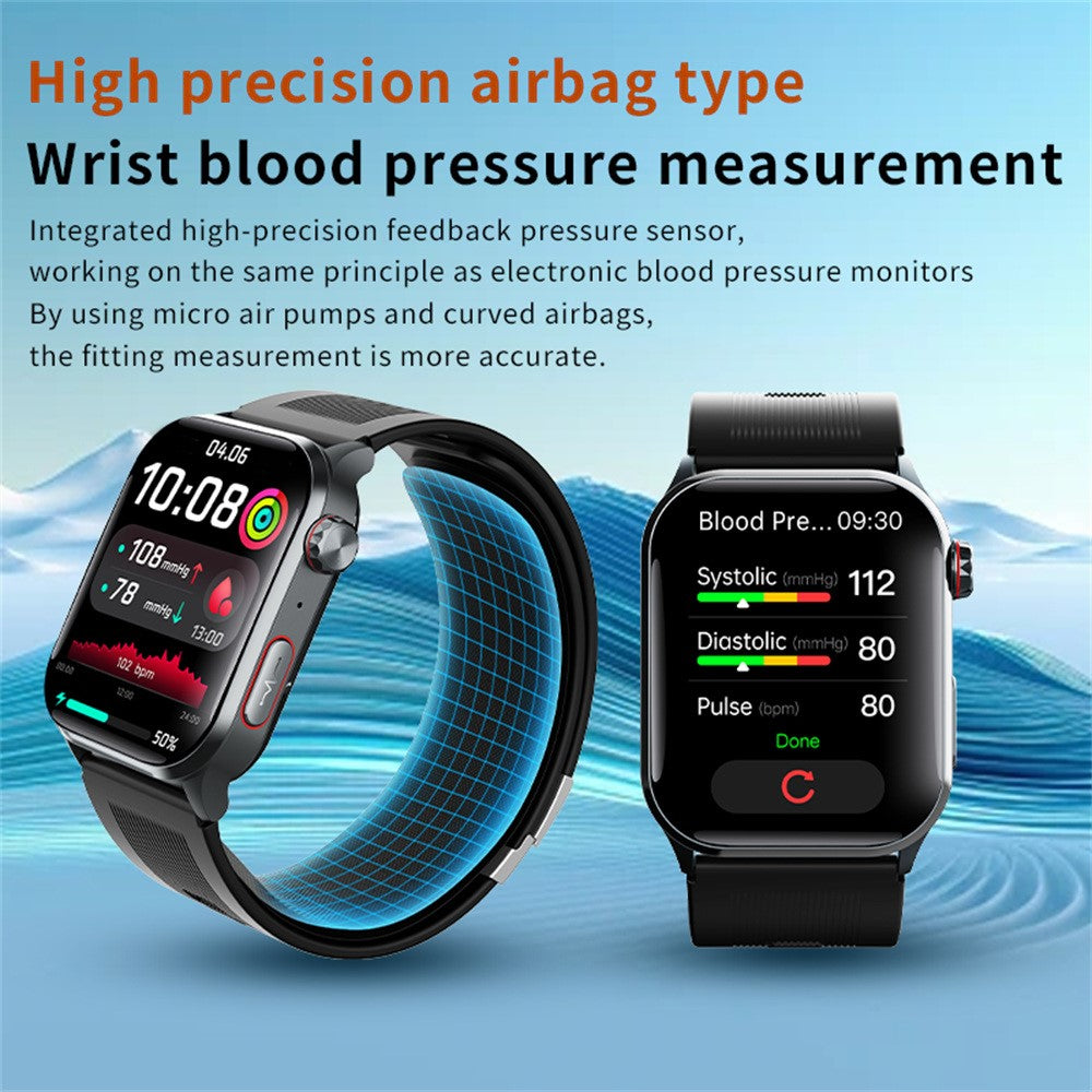 F530 Air Pump Blood Pressure Smart Watch ECG Monitor Watch Heart Rate Sleep Tracker with SOS Fall Alarm Micro Health Check