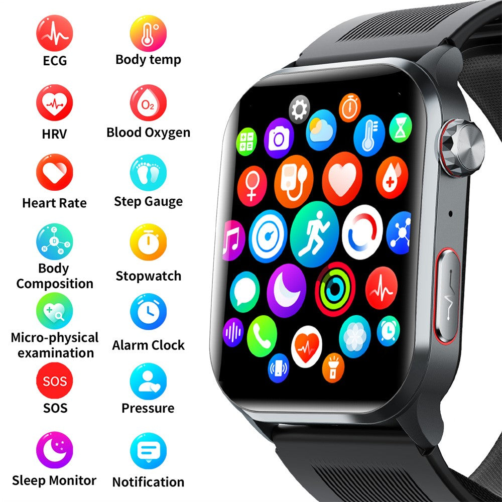 F530 Air Pump Blood Pressure Smart Watch ECG Monitor Watch Heart Rate Sleep Tracker with SOS Fall Alarm Micro Health Check