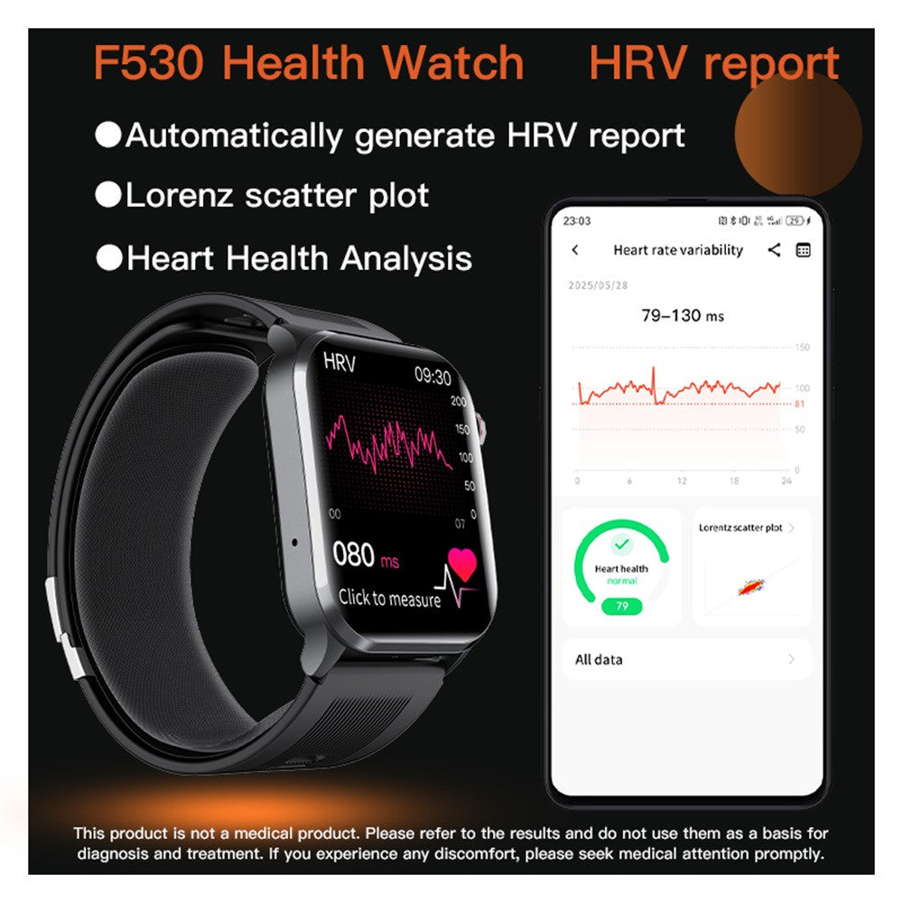 F530 Air Pump Blood Pressure Smart Watch ECG Monitor Watch Heart Rate Sleep Tracker with SOS Fall Alarm Micro Health Check