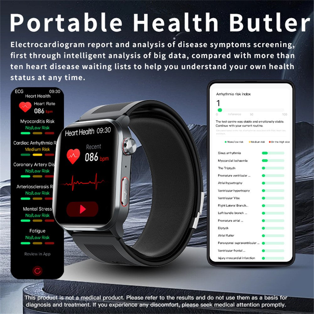 F530 Air Pump Blood Pressure Smart Watch ECG Monitor Watch Heart Rate Sleep Tracker with SOS Fall Alarm Micro Health Check