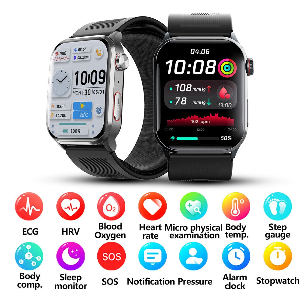 F530 Air Pump Blood Pressure Smart Watch ECG Monitor Watch Heart Rate Sleep Tracker with SOS Fall Alarm Micro Health Check