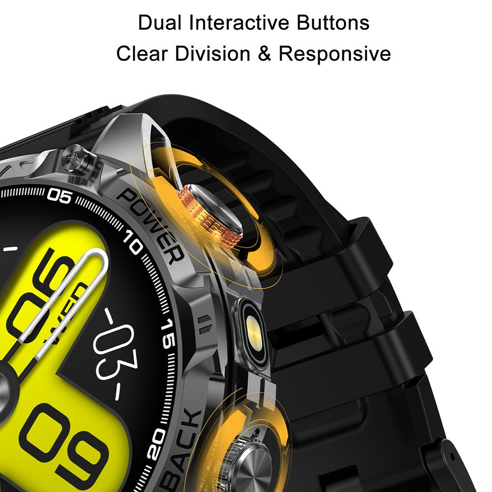 YK16 Smart Watch 100+ Sports Modes 1.7 Inch IPS Screen Health Monitoring Outdoor Wristwatch Built-in Flashlight