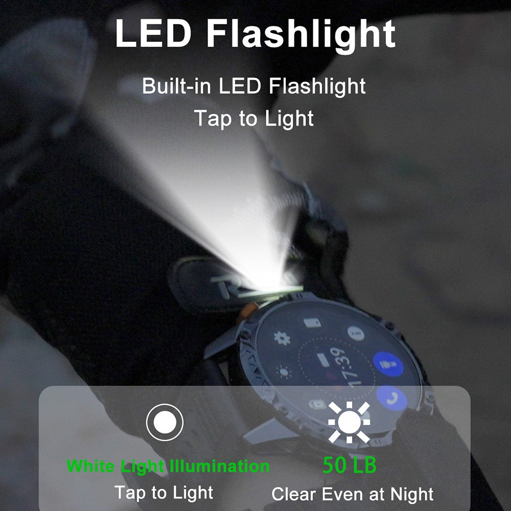 YK16 Smart Watch 100+ Sports Modes 1.7 Inch IPS Screen Health Monitoring Outdoor Wristwatch Built-in Flashlight