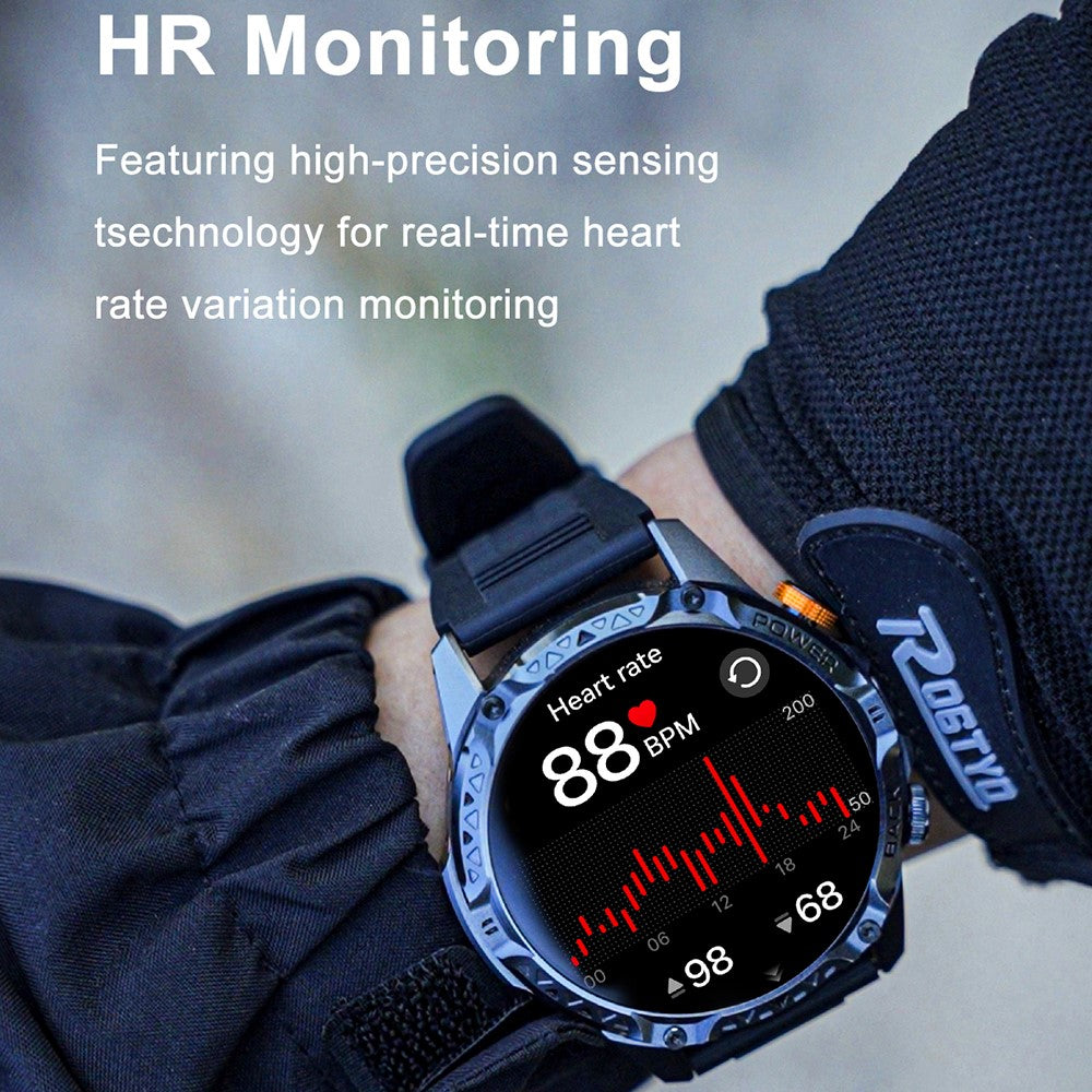 YK16 Smart Watch 100+ Sports Modes 1.7 Inch IPS Screen Health Monitoring Outdoor Wristwatch Built-in Flashlight