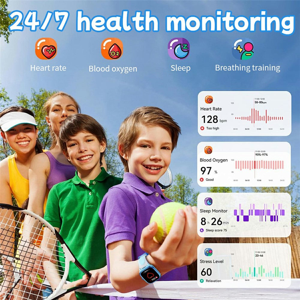 HT40 Kids Smart Watch Fitness Tracker with Heart Rate Sleep Monitoring Story Player Flashlight