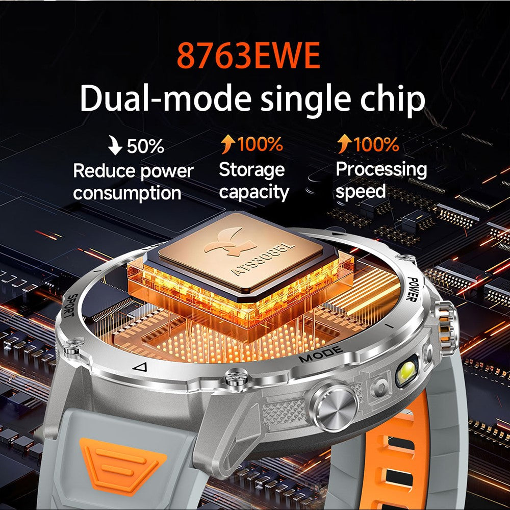 AK106 Dual-Color Silicone Strap Smart Watch Bluetooth-compatible Flashlight SOS Call Heart Rate Sleep Monitor for Sports