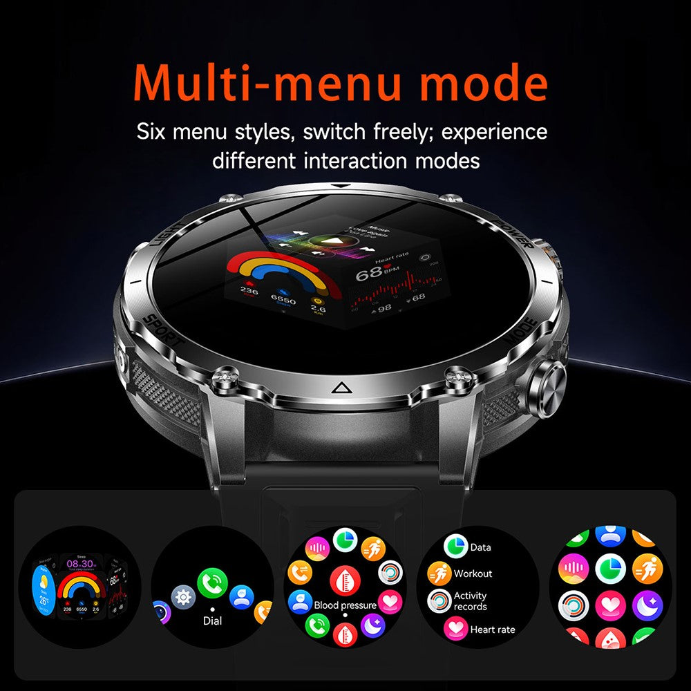 AK106 Dual-Color Silicone Strap Smart Watch Bluetooth-compatible Flashlight SOS Call Heart Rate Sleep Monitor for Sports