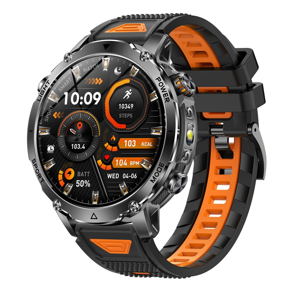 AK106 Dual-Color Silicone Strap Smart Watch Bluetooth-compatible Flashlight SOS Call Heart Rate Sleep Monitor for Sports