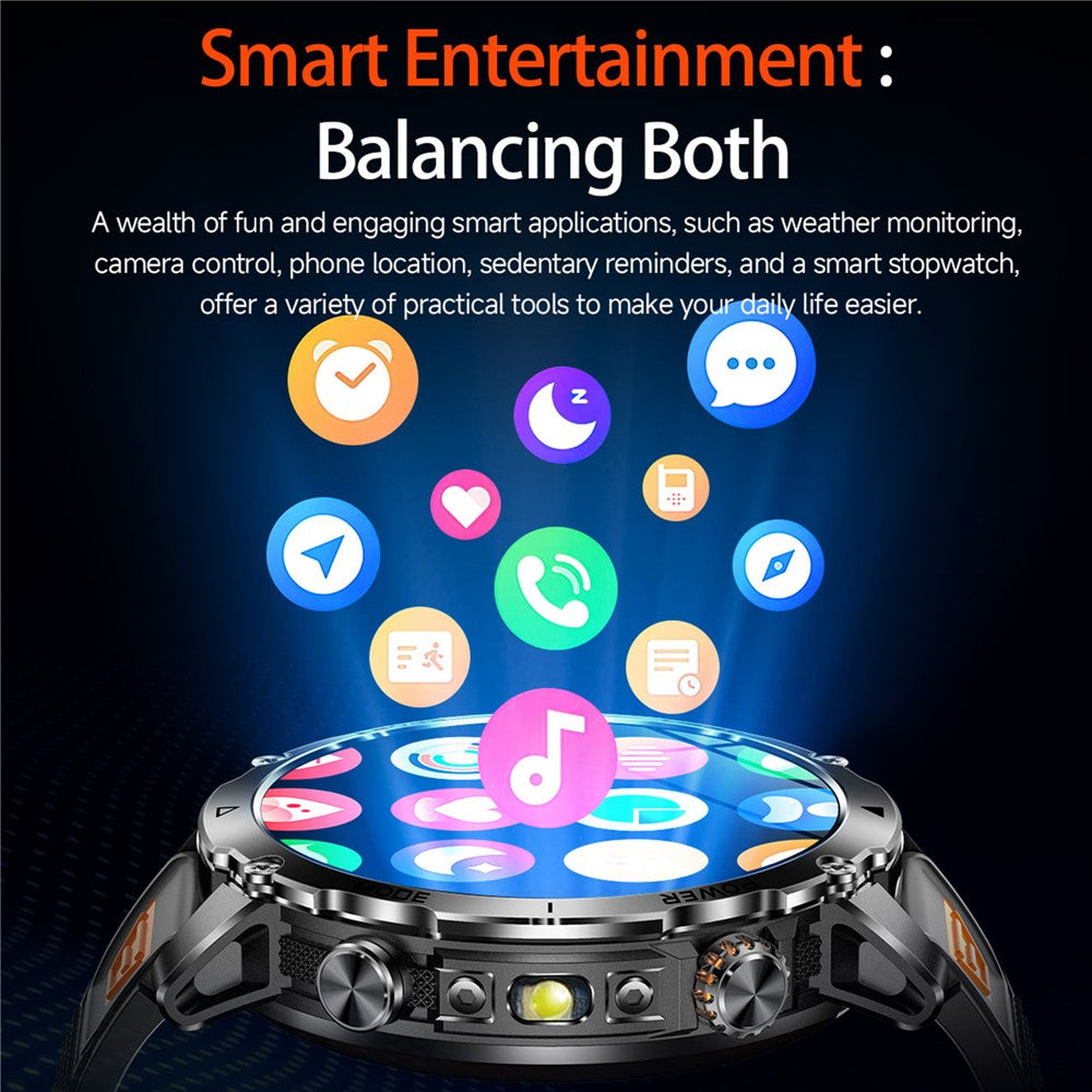 AK106 Dual-Color Silicone Strap Smart Watch Bluetooth-compatible Flashlight SOS Call Heart Rate Sleep Monitor for Sports