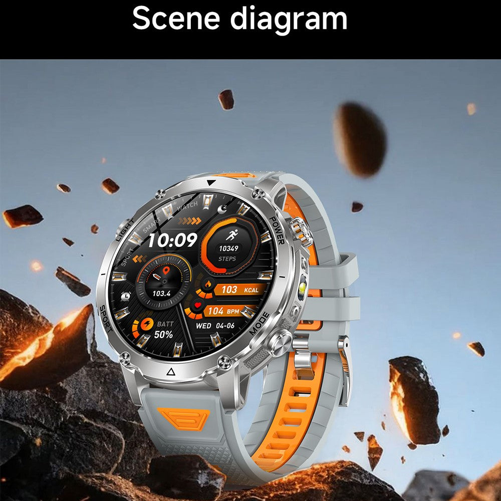 AK106 Dual-Color Silicone Strap Smart Watch Bluetooth-compatible Flashlight SOS Call Heart Rate Sleep Monitor for Sports
