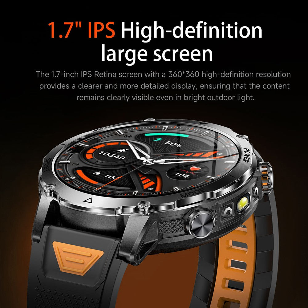 AK106 Dual-Color Silicone Strap Smart Watch Bluetooth-compatible Flashlight SOS Call Heart Rate Sleep Monitor for Sports
