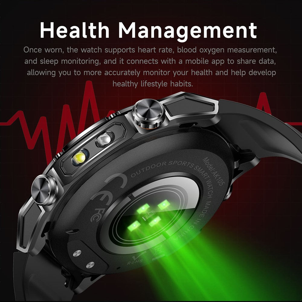AK105 Silicone Strap Smart Watch Bluetooth-compatible Call Heart Rate Blood Pressure Sleep 1.53 Inch IP68 Sports Fitness Tracker