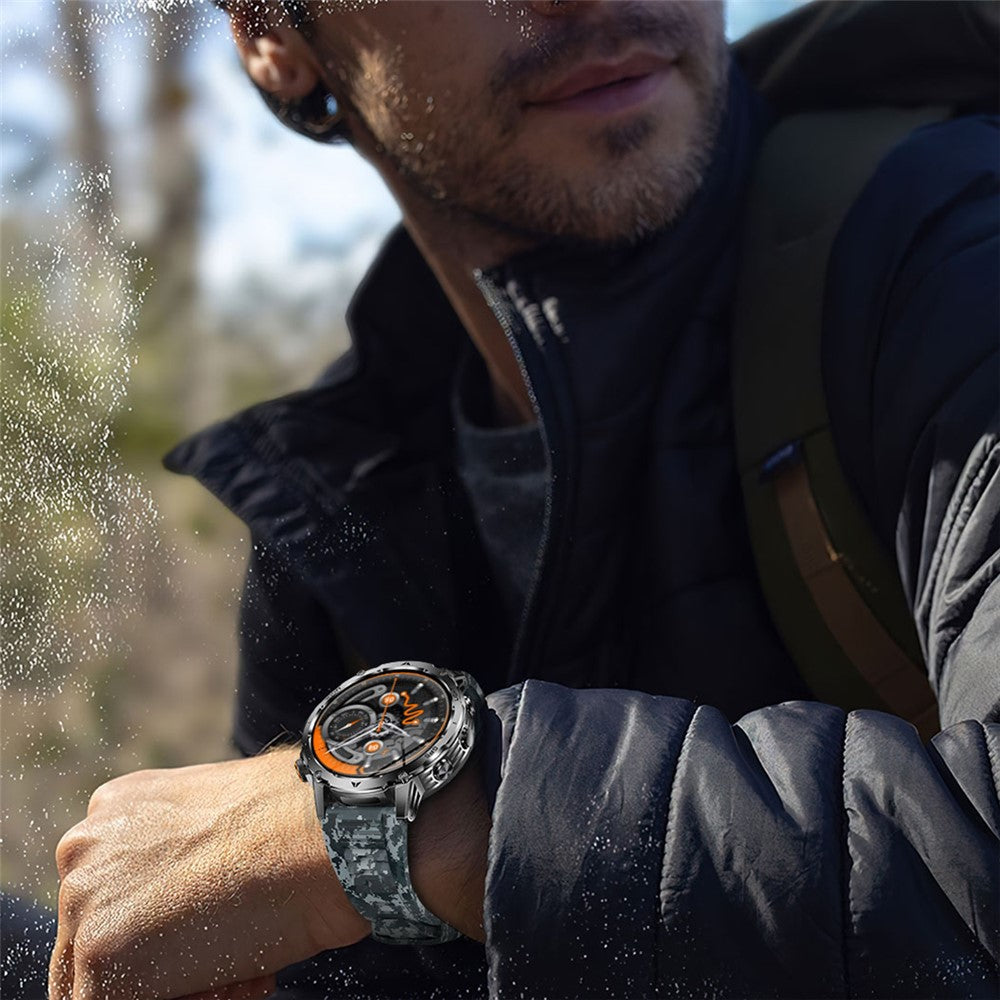 AK102 Camouflage Silicone Strap Smart Watch 1.7 Inch Screen Bluetooth-compatible GPS Positioning Call Health Monitor Large Battery Outdoor Sports Watch