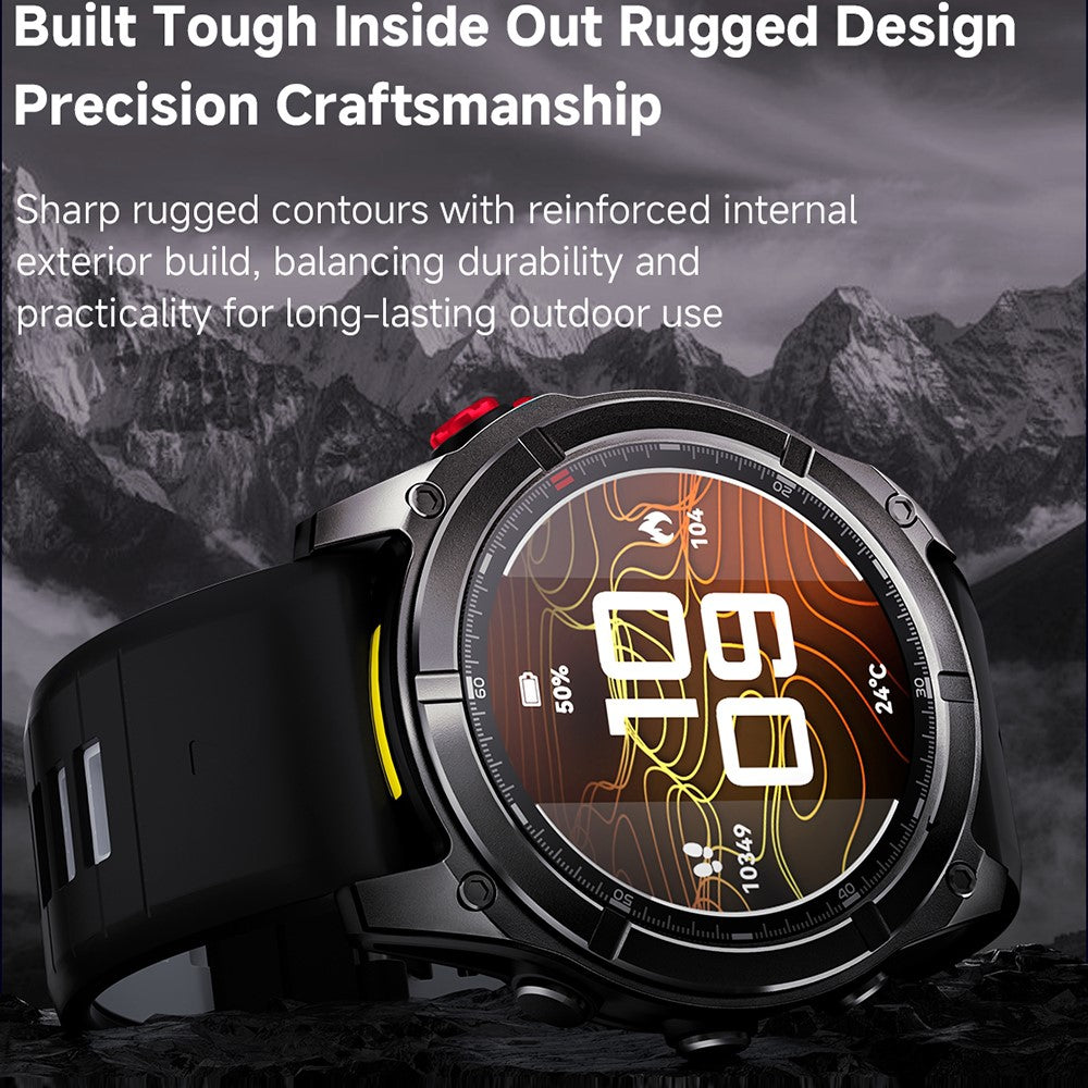 F8 Pro Outdoor Smart Watch 1.43 Inch AMOLED 530mAh 5ATM Waterproof LED Flashlight Health Monitor for Sports