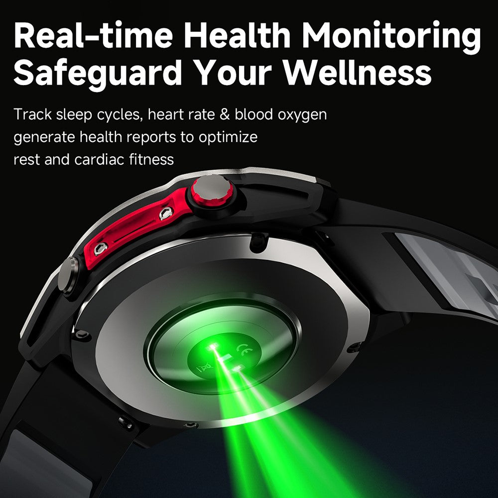 F8 Pro Outdoor Smart Watch 1.43 Inch AMOLED 530mAh 5ATM Waterproof LED Flashlight Health Monitor for Sports
