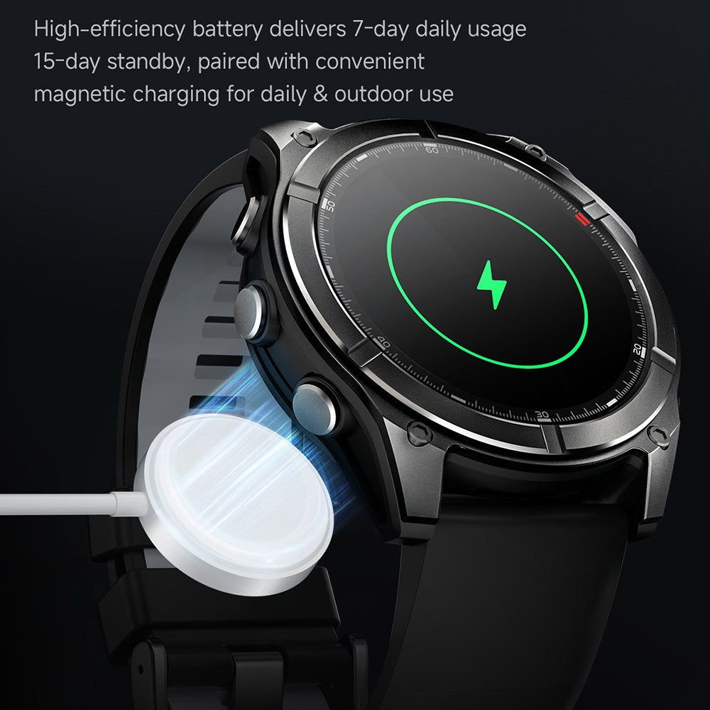 F8 Pro Outdoor Smart Watch 1.43 Inch AMOLED 530mAh 5ATM Waterproof LED Flashlight Health Monitor for Sports