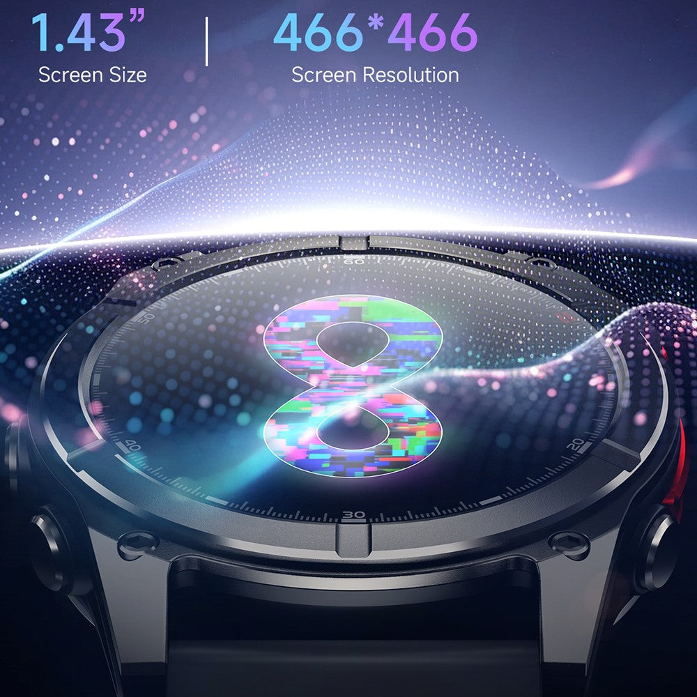 F8 Pro Outdoor Smart Watch 1.43 Inch AMOLED 530mAh 5ATM Waterproof LED Flashlight Health Monitor for Sports