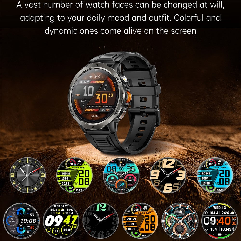 KT92 Smart Watch 1.7 Inch HD Display Bluetooth-compatible Call Encoder LED 1100mAh 3ATM Waterproof Health Monitor