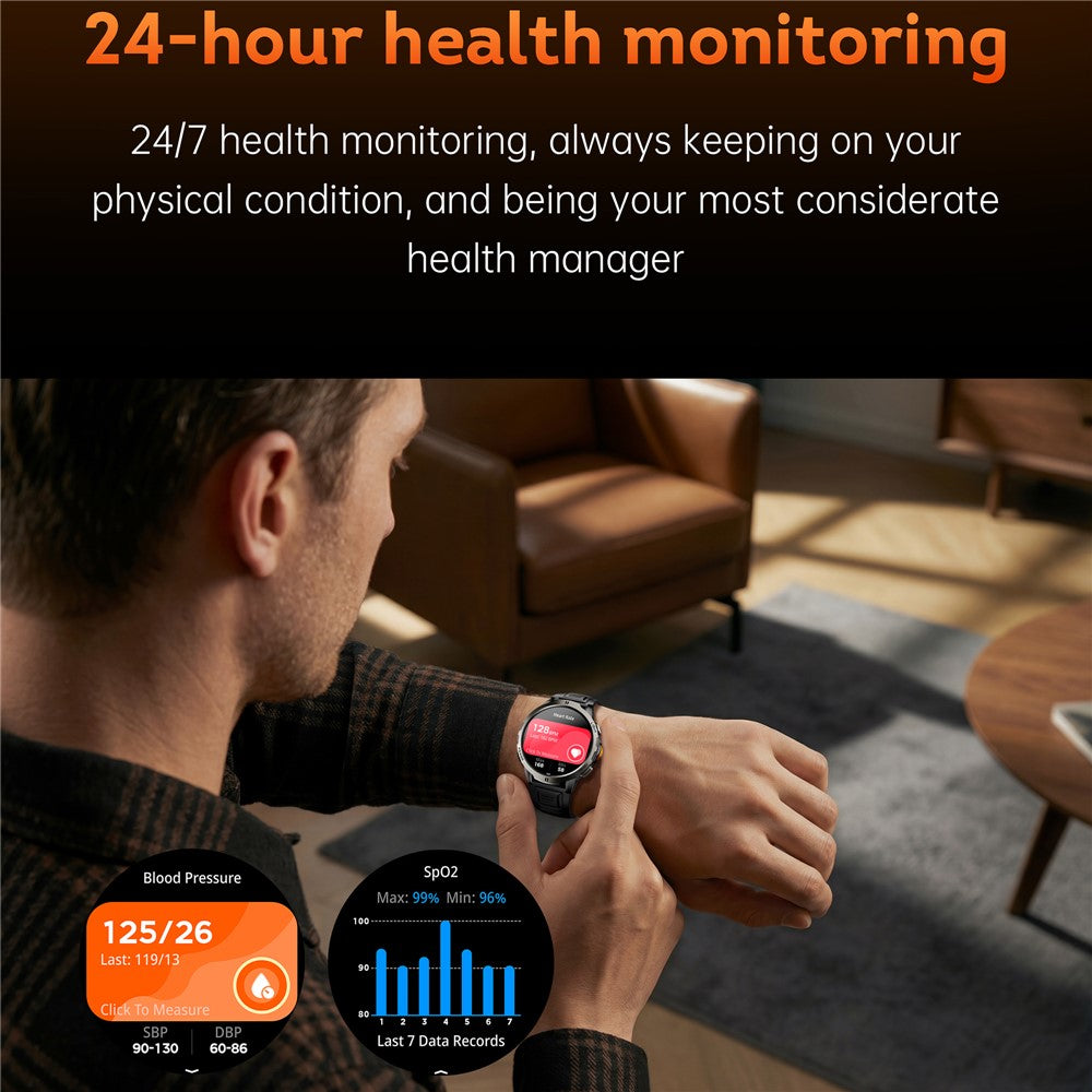 KT92 Smart Watch 1.7 Inch HD Display Bluetooth-compatible Call Encoder LED 1100mAh 3ATM Waterproof Health Monitor
